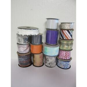 LOT 16 Assorted Spring, Fall, Halloween Wire Edge Ribbon 2.5" & 4" d stevens #2